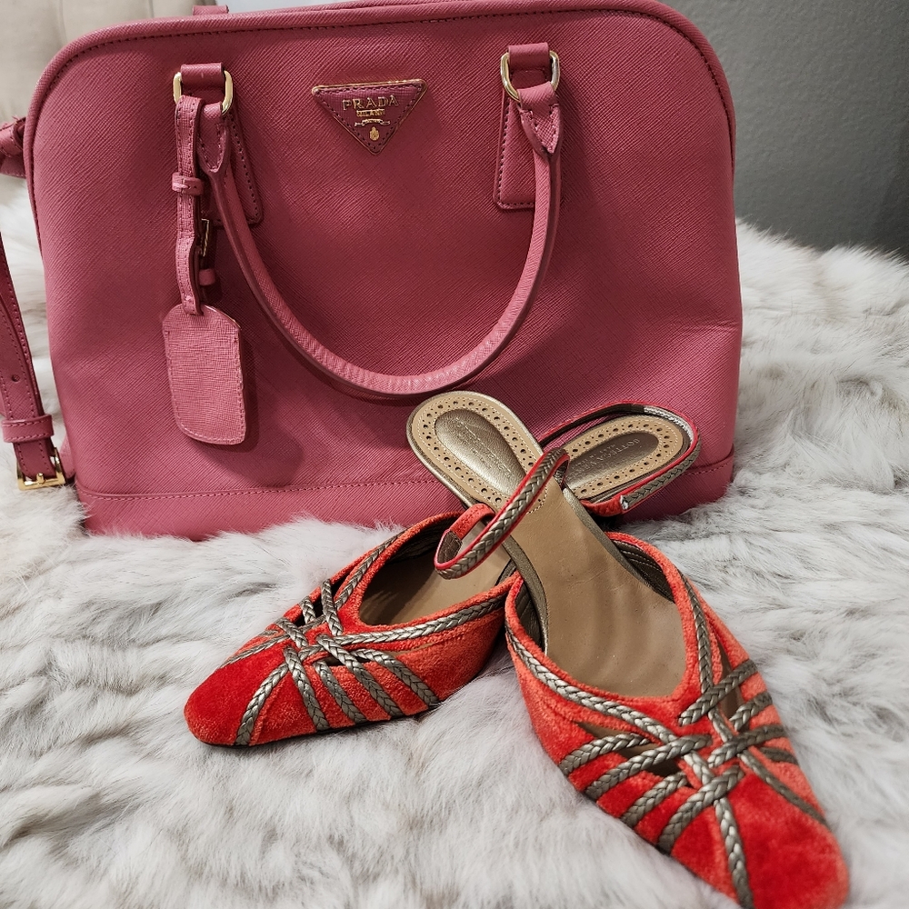 NWOT Bottega Veneta Coral Velvet Braided Slingback Heels Size 6 US EU 36